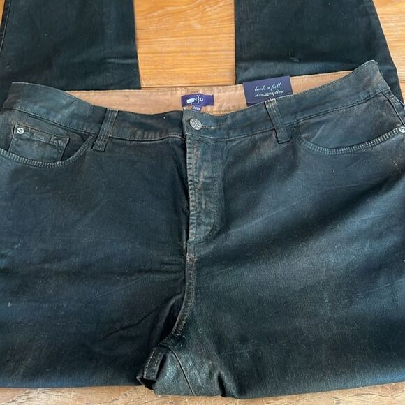 NYDJ Beat Leather Brown Jeans 18W Skinny - Picture 3 of 16